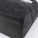 Christian Dior Canage Hand Bag Lamb Skin Black Gold Auth 208690A-15
