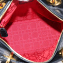 Christian Dior Canage Hand Bag Lamb Skin Black Gold Auth 208690A-12