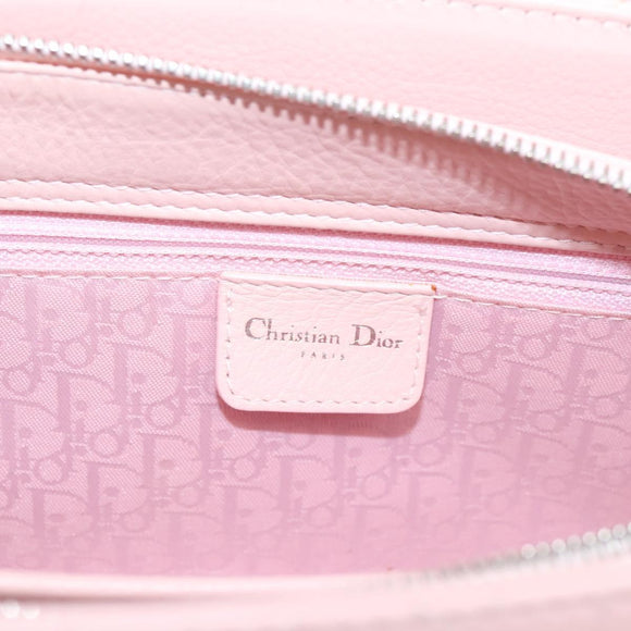Christian Dior Canage Hand Bag Leather Pink Silver Auth 208692V