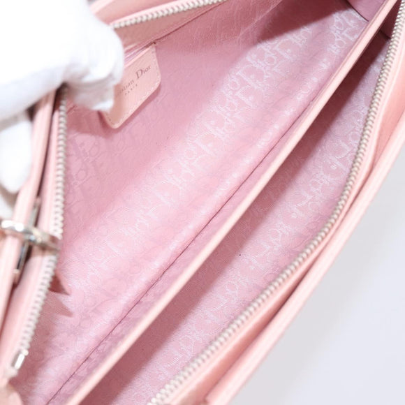 Christian Dior Canage Hand Bag Leather Pink Silver Auth 208692V