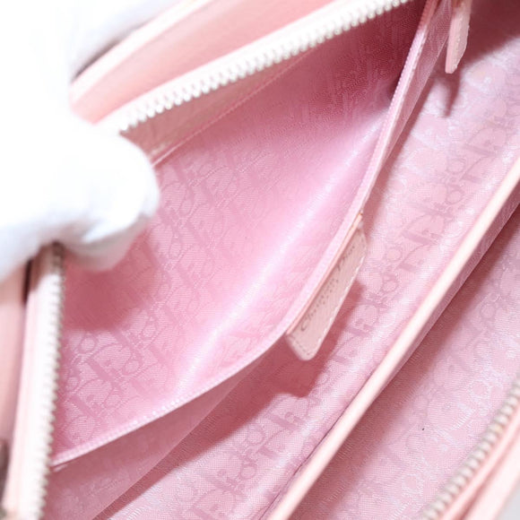 Christian Dior Canage Hand Bag Leather Pink Silver Auth 208692V