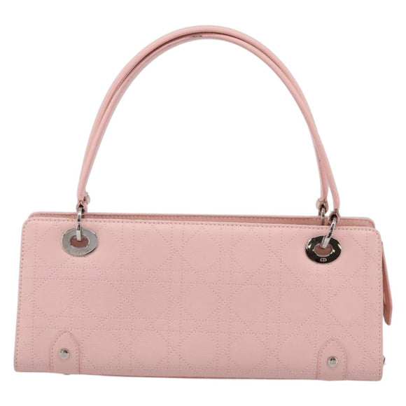 Christian Dior Canage Hand Bag Leather Pink Silver Auth 208692V