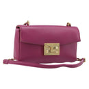 FENDI Mini Baguette Chain Shoulder Bag Leather Pink Gold 8M0315 Auth 208695V-1