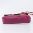 FENDI Mini Baguette Chain Shoulder Bag Leather Pink Gold 8M0315 Auth 208695V-5