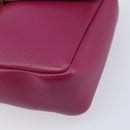 FENDI Mini Baguette Chain Shoulder Bag Leather Pink Gold 8M0315 Auth 208695V-15