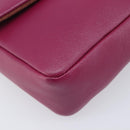 FENDI Mini Baguette Chain Shoulder Bag Leather Pink Gold 8M0315 Auth 208695V-16
