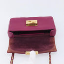 FENDI Mini Baguette Chain Shoulder Bag Leather Pink Gold 8M0315 Auth 208695V-20