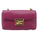 FENDI Mini Baguette Chain Shoulder Bag Leather Pink Gold 8M0315 Auth 208695V-13