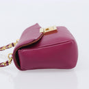 FENDI Mini Baguette Chain Shoulder Bag Leather Pink Gold 8M0315 Auth 208695V-4