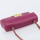 FENDI Mini Baguette Chain Shoulder Bag Leather Pink Gold 8M0315 Auth 208695V-6