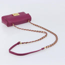 FENDI Mini Baguette Chain Shoulder Bag Leather Pink Gold 8M0315 Auth 208695V-7