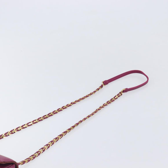 FENDI Mini Baguette Chain Shoulder Bag Leather Pink Gold 8M0315 Auth 208695V
