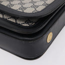 GUCCI GG Supreme Sherry Line Shoulder Bag PVC Navy Gold Auth 208696-13