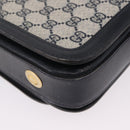 GUCCI GG Supreme Sherry Line Shoulder Bag PVC Navy Gold Auth 208696-14