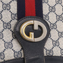 GUCCI GG Supreme Sherry Line Shoulder Bag PVC Navy Gold Auth 208696-16