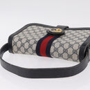 GUCCI GG Supreme Sherry Line Shoulder Bag PVC Navy Gold Auth 208696-6