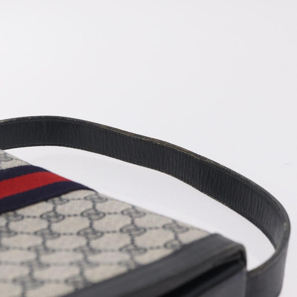 GUCCI GG Supreme Sherry Line Shoulder Bag PVC Navy Gold Auth 208696