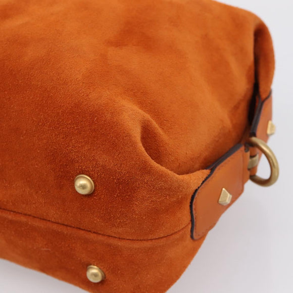 GUCCI GG Canvas Hand Bag Suede Orange Gold 120886 Auth 208697V