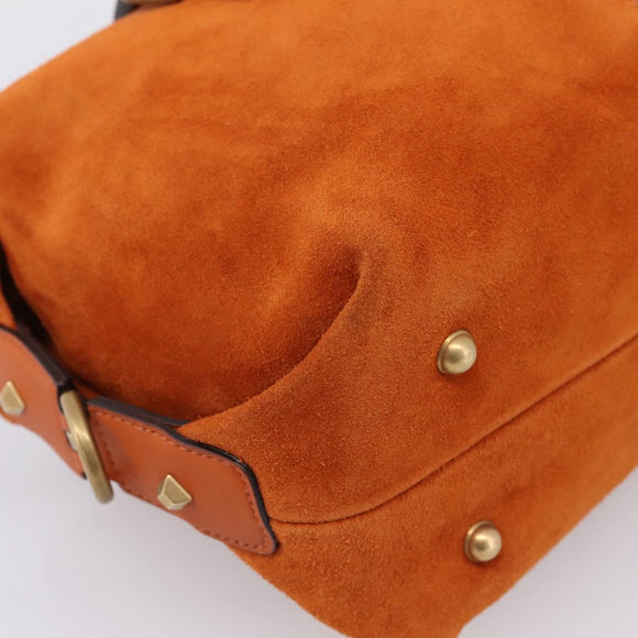 GUCCI GG Canvas Hand Bag Suede Orange Gold 120886 Auth 208697V