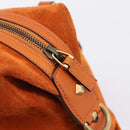 GUCCI GG Canvas Hand Bag Suede Orange Gold 120886 Auth 208697V-17