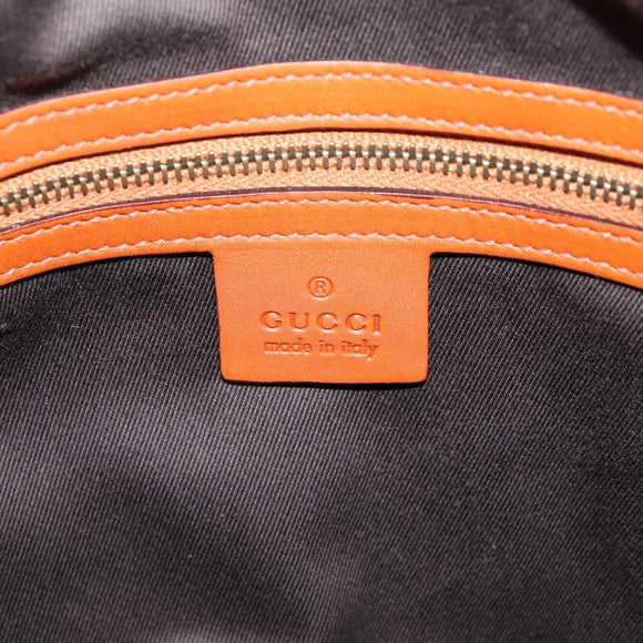 GUCCI GG Canvas Hand Bag Suede Orange Gold 120886 Auth 208697V