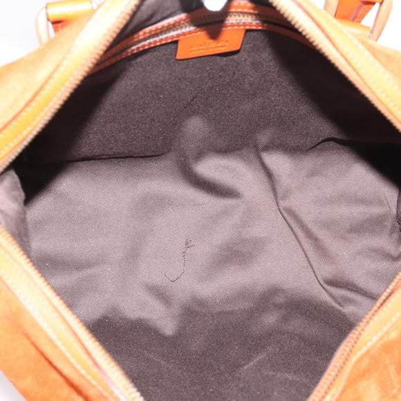 GUCCI GG Canvas Hand Bag Suede Orange Gold 120886 Auth 208697V