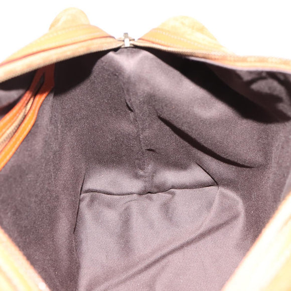 GUCCI GG Canvas Hand Bag Suede Orange Gold 120886 Auth 208697V
