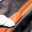 GUCCI GG Canvas Hand Bag Suede Orange Gold 120886 Auth 208697V-11