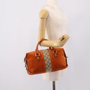 GUCCI GG Canvas Hand Bag Suede Orange Gold 120886 Auth 208697V-23