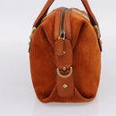 GUCCI GG Canvas Hand Bag Suede Orange Gold 120886 Auth 208697V-3