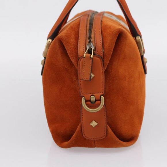 GUCCI GG Canvas Hand Bag Suede Orange Gold 120886 Auth 208697V