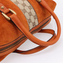 GUCCI GG Canvas Hand Bag Suede Orange Gold 120886 Auth 208697V-7