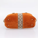 GUCCI GG Canvas Hand Bag Suede Orange Gold 120886 Auth 208697V-5