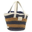 BURBERRY Blue Label Hand Bag straw Beige Gold Auth 208698A-1