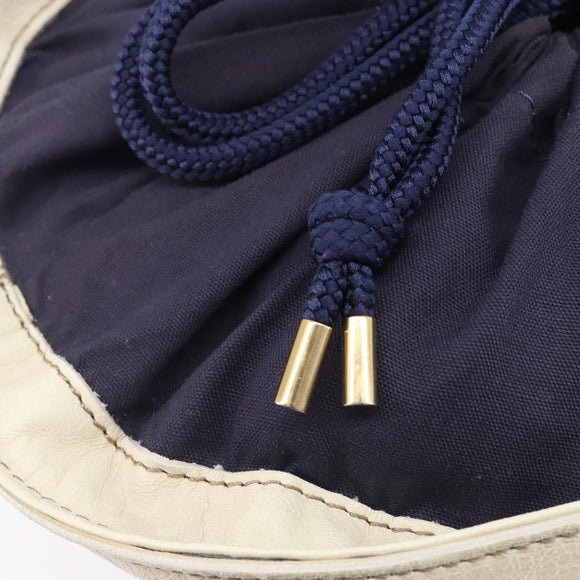 BURBERRY Blue Label Hand Bag straw Beige Gold Auth 208698A