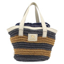BURBERRY Blue Label Hand Bag straw Beige Gold Auth 208698A-2