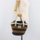 BURBERRY Blue Label Hand Bag straw Beige Gold Auth 208698A-24