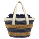 BURBERRY Blue Label Hand Bag straw Beige Gold Auth 208698A-3