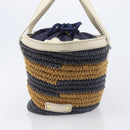 BURBERRY Blue Label Hand Bag straw Beige Gold Auth 208698A-5