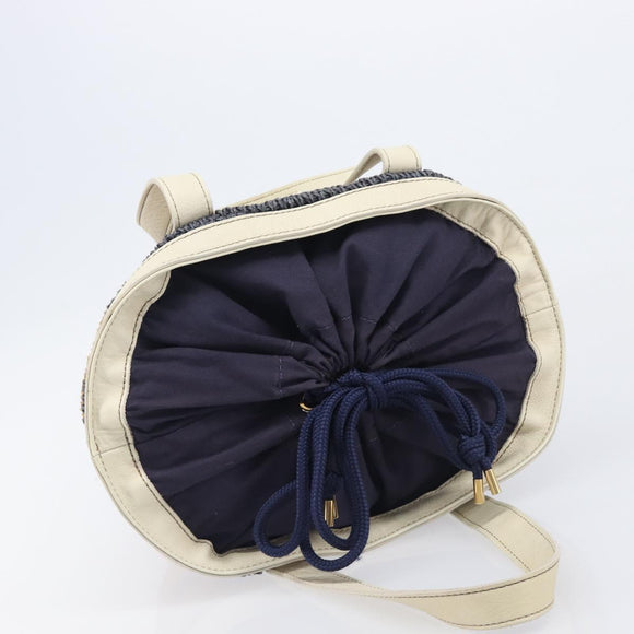 BURBERRY Blue Label Hand Bag straw Beige Gold Auth 208698A