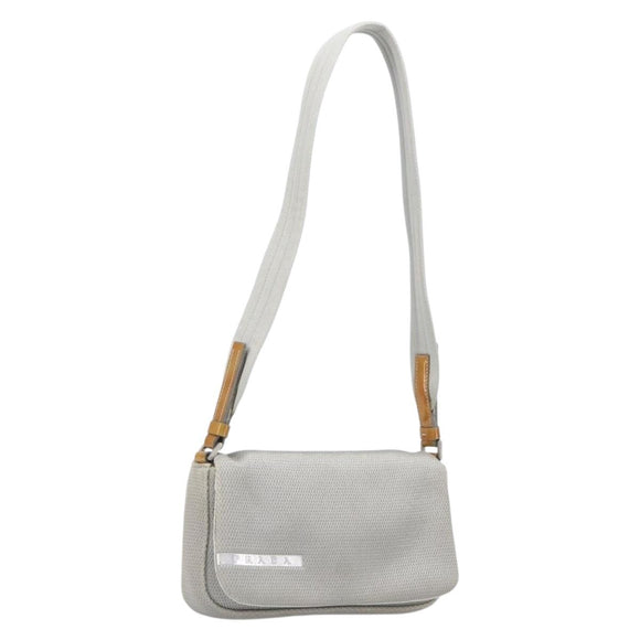 PRADA PRADA Sports Shoulder Bag Nylon Gray Silver Auth 208699A