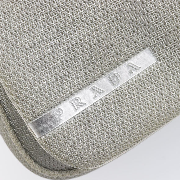 PRADA PRADA Sports Shoulder Bag Nylon Gray Silver Auth 208699A