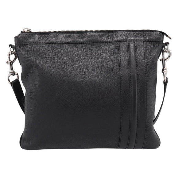 GUCCI Shoulder Bag Leather Black Silver 233329 Auth 208701V