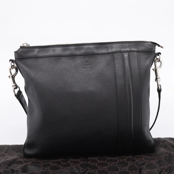 GUCCI Shoulder Bag Leather Black Silver 233329 Auth 208701V