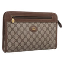 GUCCI GG Supreme Clutch Bag PVC Beige Gold 014 122 6063 Auth 208702-1