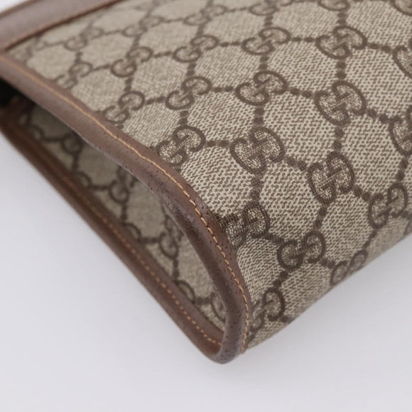 GUCCI GG Supreme Clutch Bag PVC Beige Gold 014 122 6063 Auth 208702