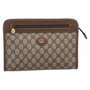 GUCCI GG Supreme Clutch Bag PVC Beige Gold 014 122 6063 Auth 208702-2