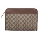GUCCI GG Supreme Clutch Bag PVC Beige Gold 014 122 6063 Auth 208702-3