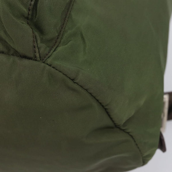 PRADA Backpack Nylon Green Silver Auth 208704