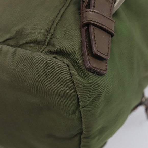 PRADA Backpack Nylon Green Silver Auth 208704